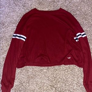 Hollister Maroon Cropped Boyfriend Tee